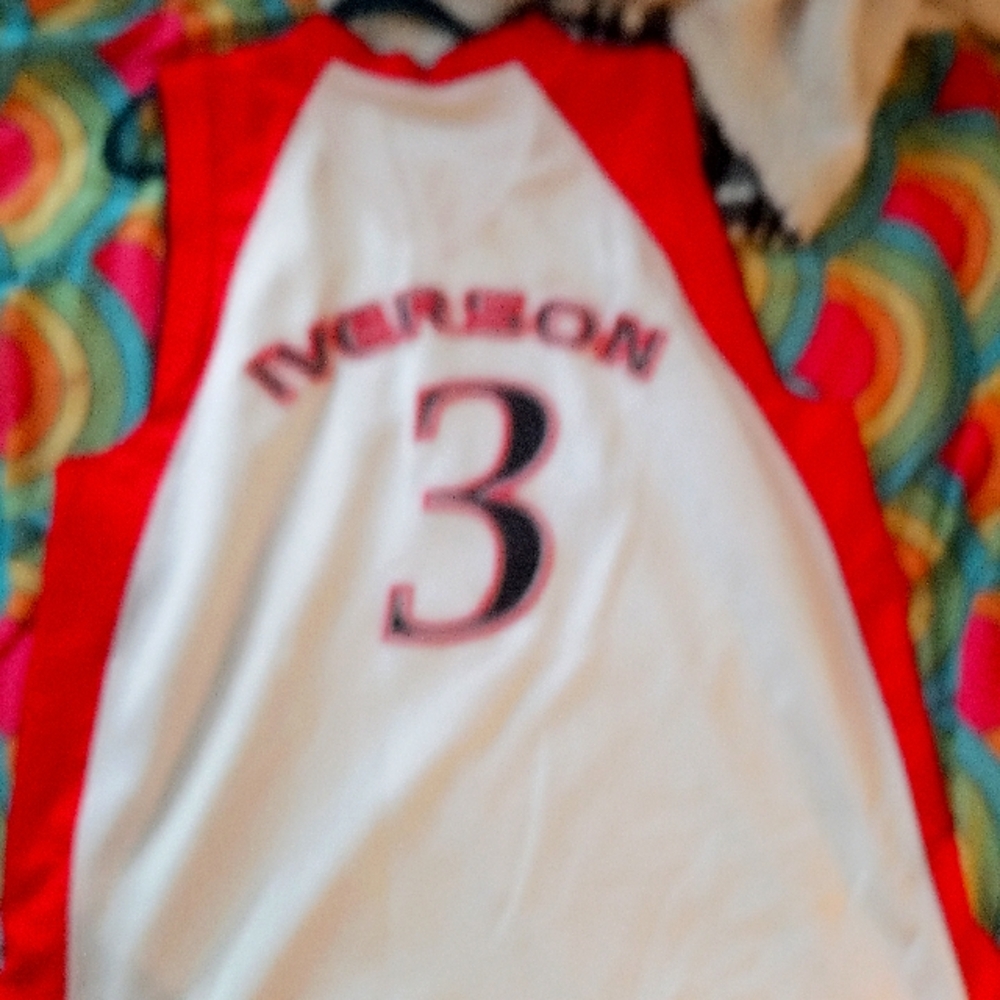Iverson Basketball Jersey Red and White